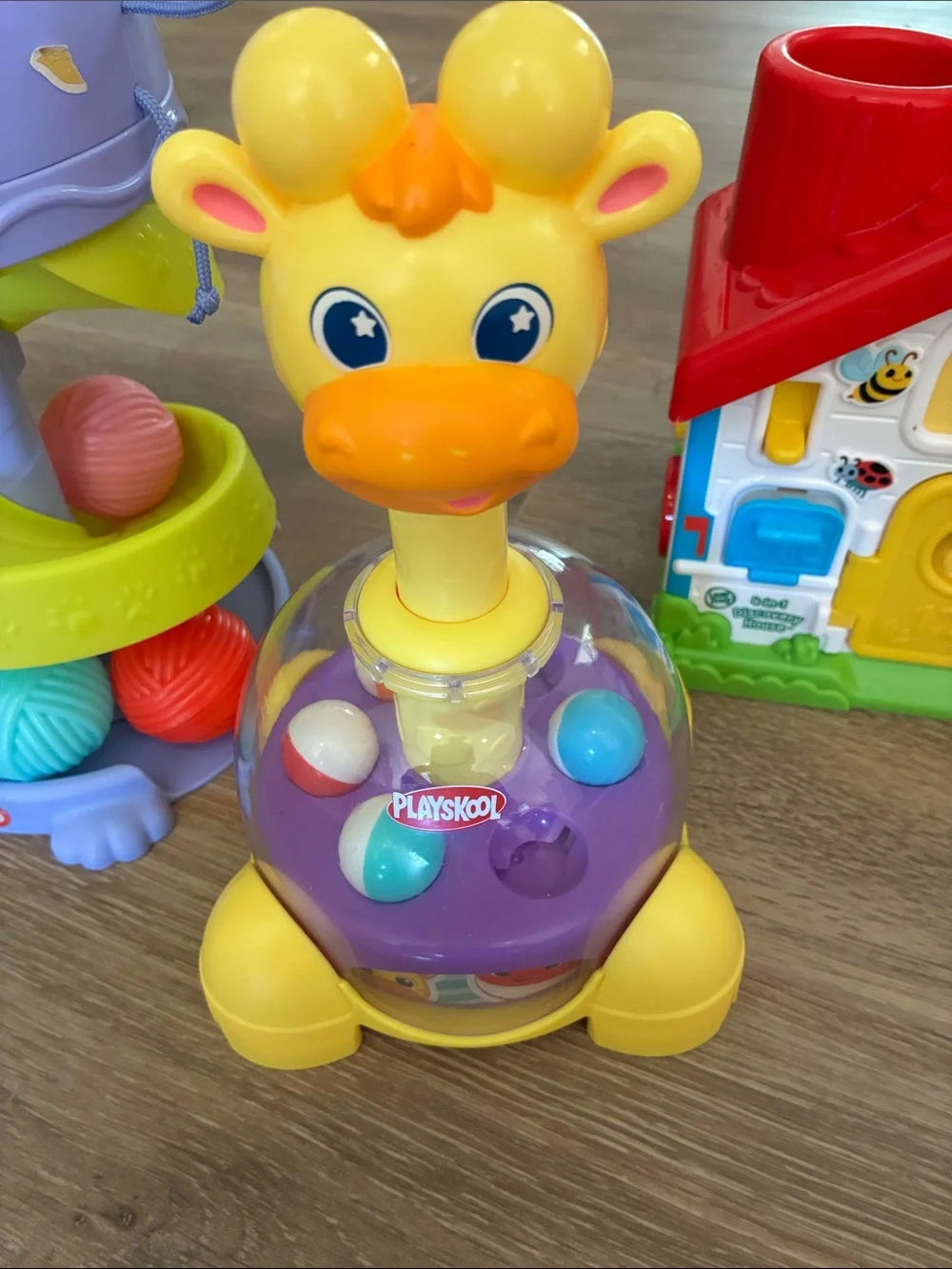 Baby Toy Bundle - Popper, Shape Sorting House, Cat/Ball Rolling Toy